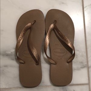 Gold Havaianas. Size 9.